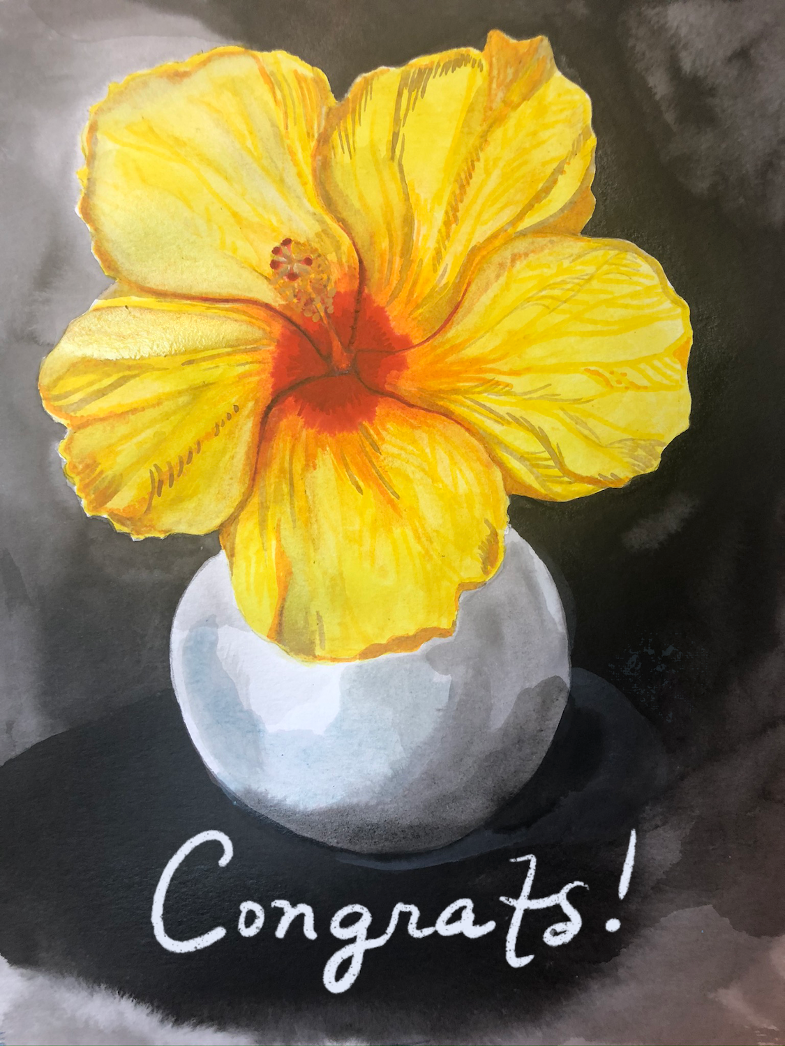 'Congrats!' Hibiscus greeting card