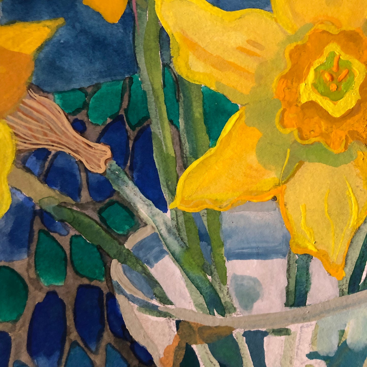 'Daffodils on Guatemalan Cloth' | Giclée Print
