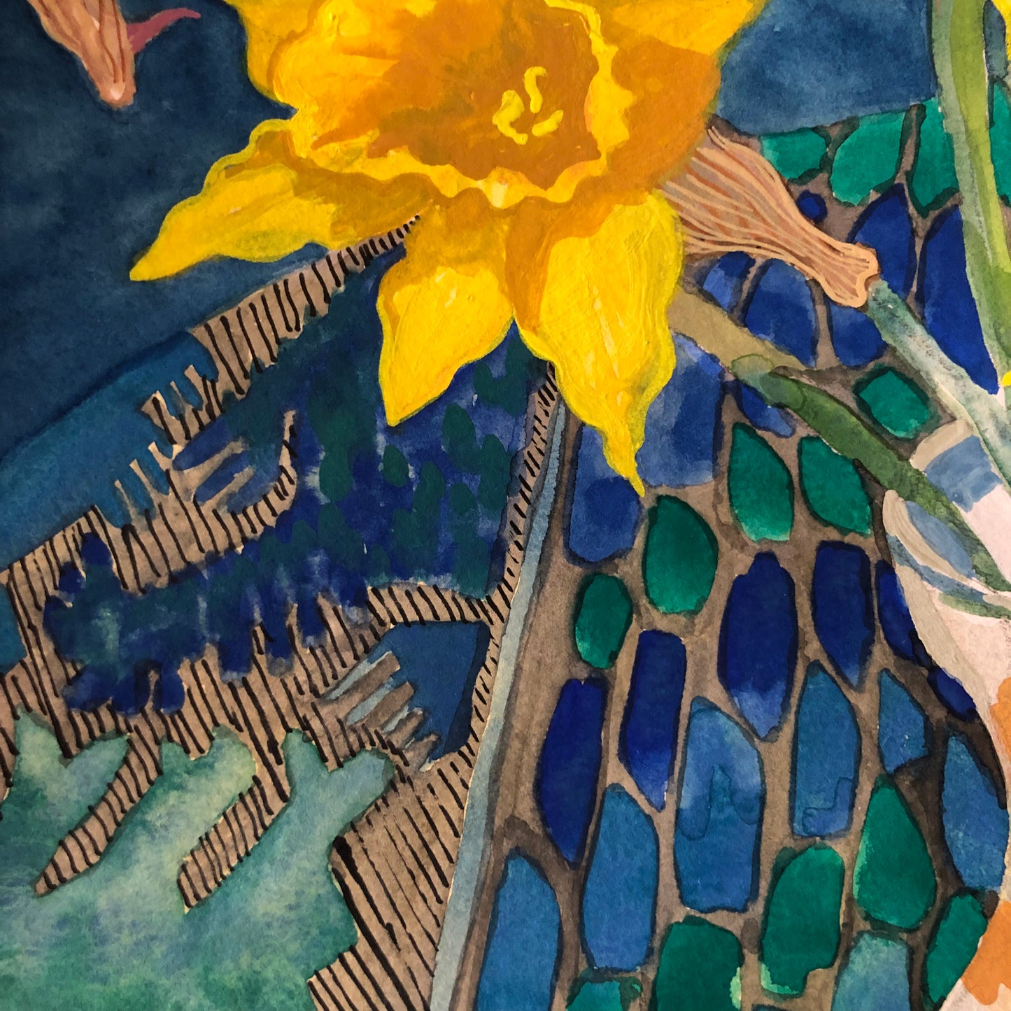 'Daffodils on Guatemalan Cloth' | Giclée Print