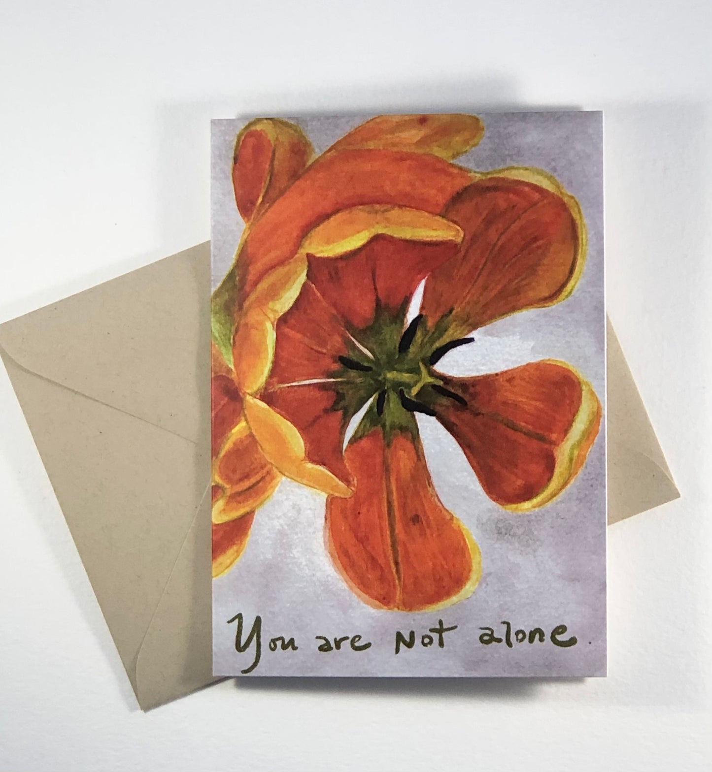 'You are not alone' Tulip greeting card