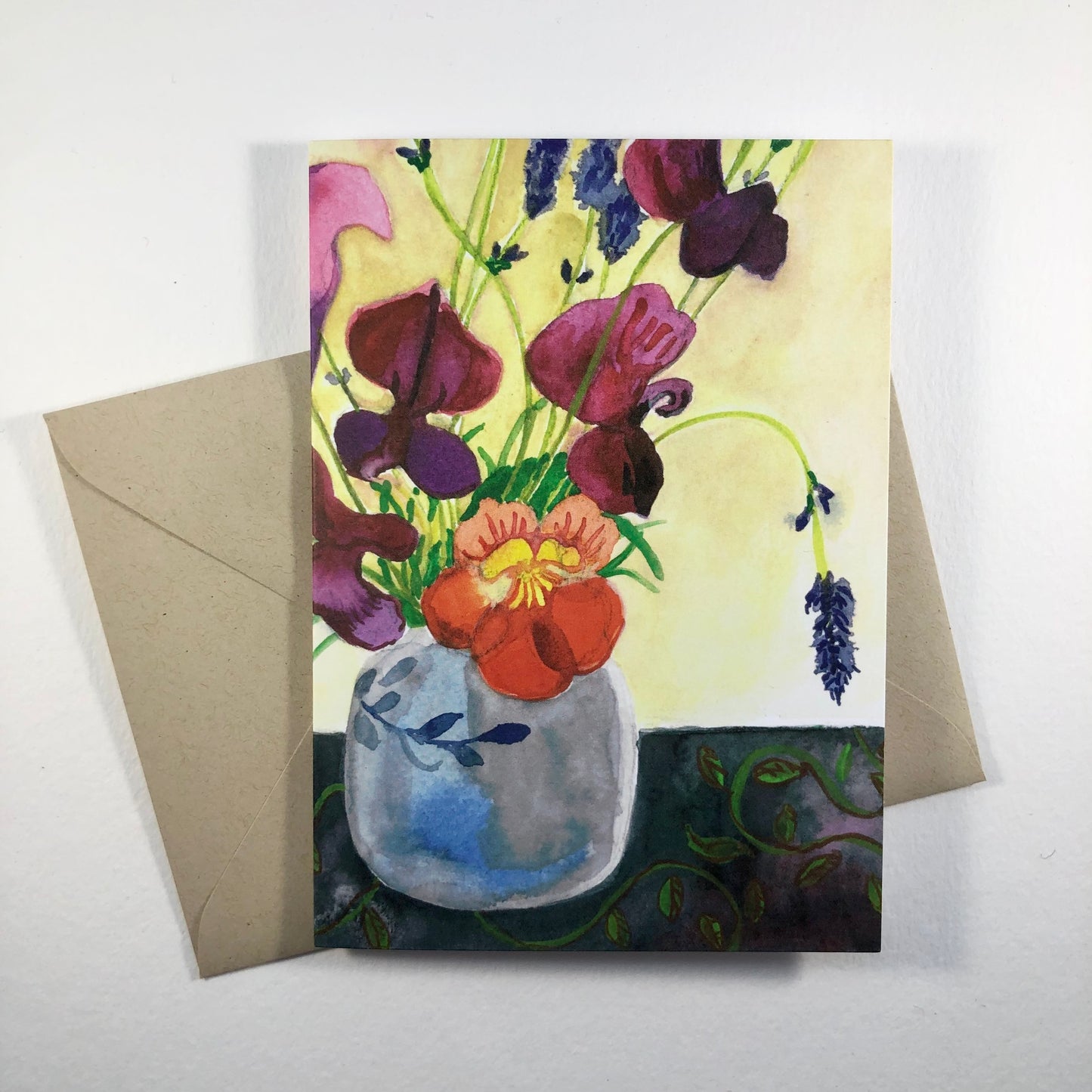Nasturtiums & Lavender greeting card