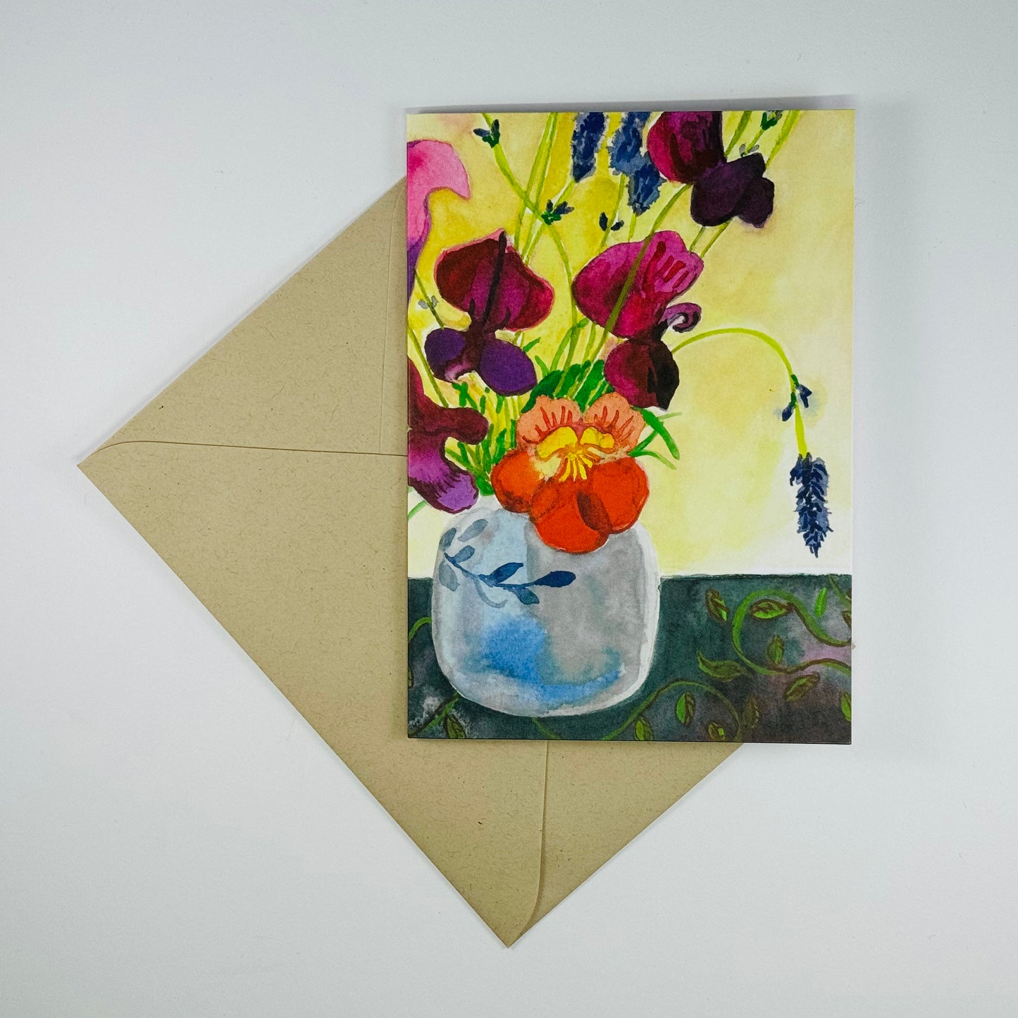 Nasturtiums & Lavender greeting card