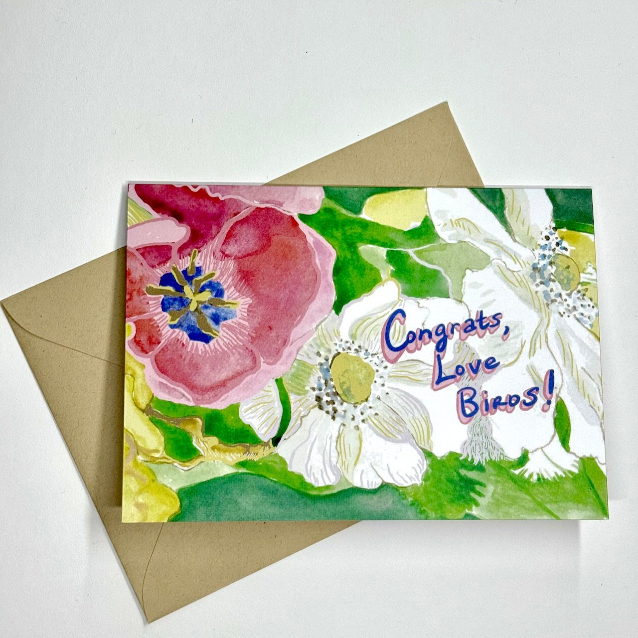 'Congrats, Love Birds!' Cosmos greeting card