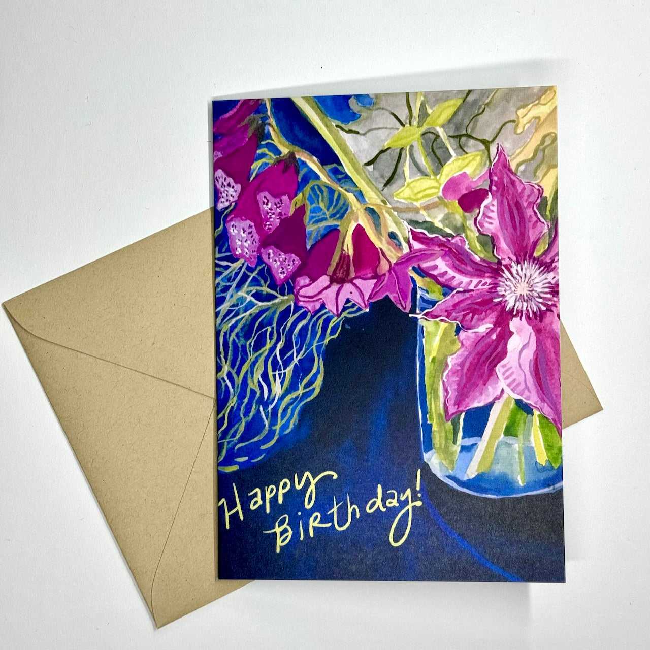'Happy Birthday' Clematis greeting card