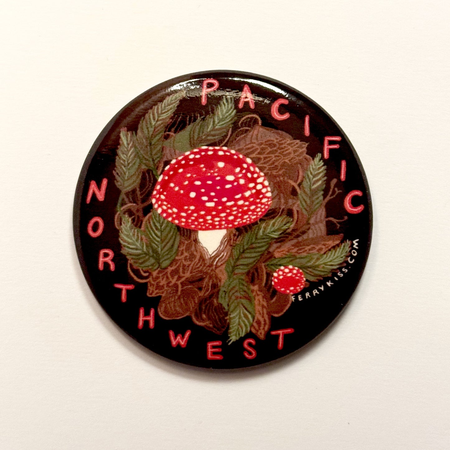 Amanita Mushroom Magnet – PNW Forest Art Magnet, Mushroom Lover Gift, Woodland Scene