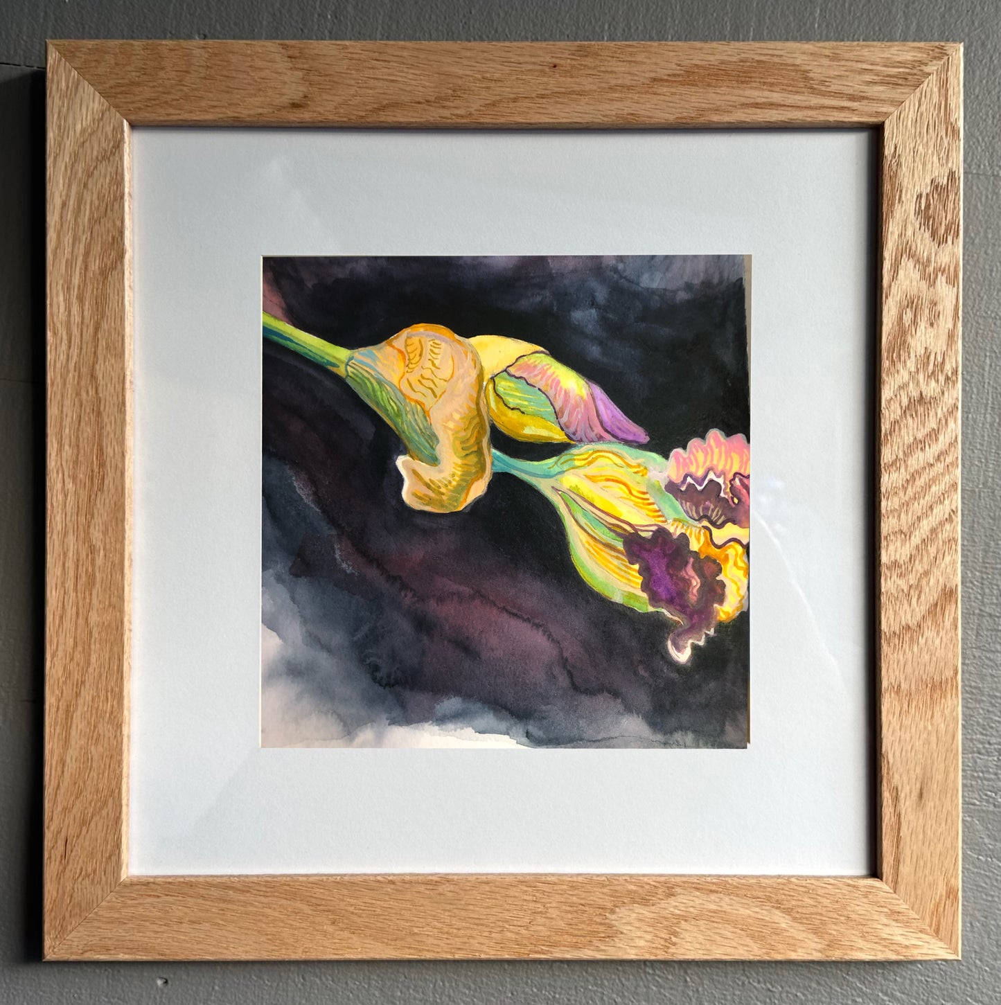 'Fallen Iris' Framed Original Painting