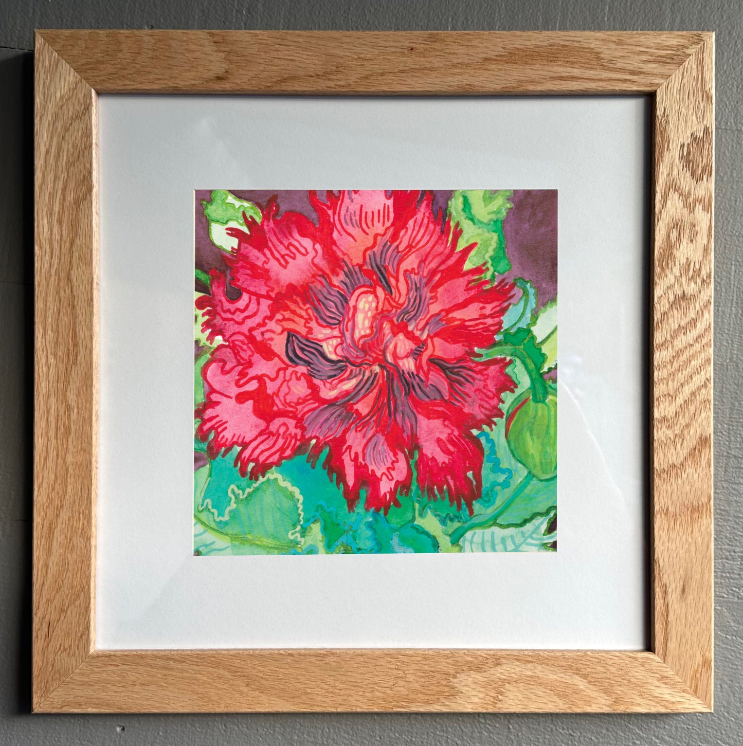 'Volunteer Poppy' Framed Original Painting