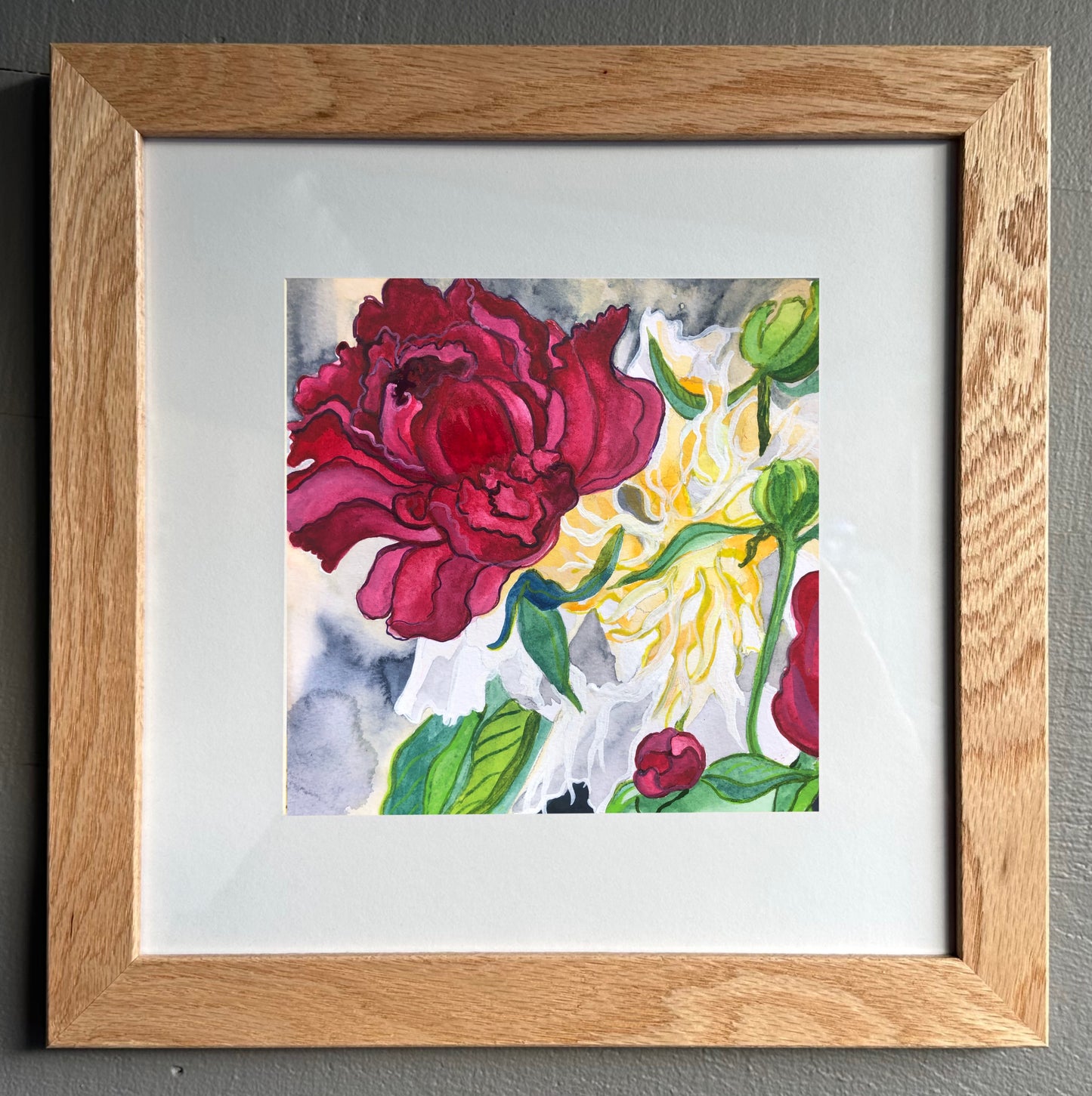 'Front Porch Dahlias' Framed Original Painting