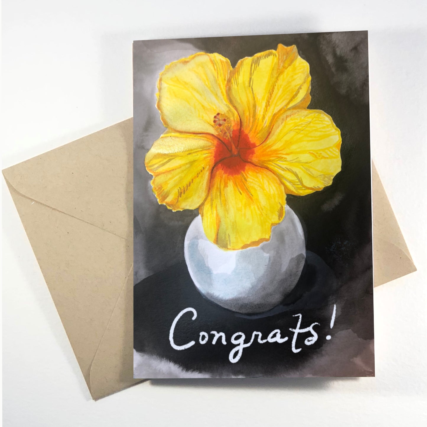 'Congrats!' Hibiscus greeting card