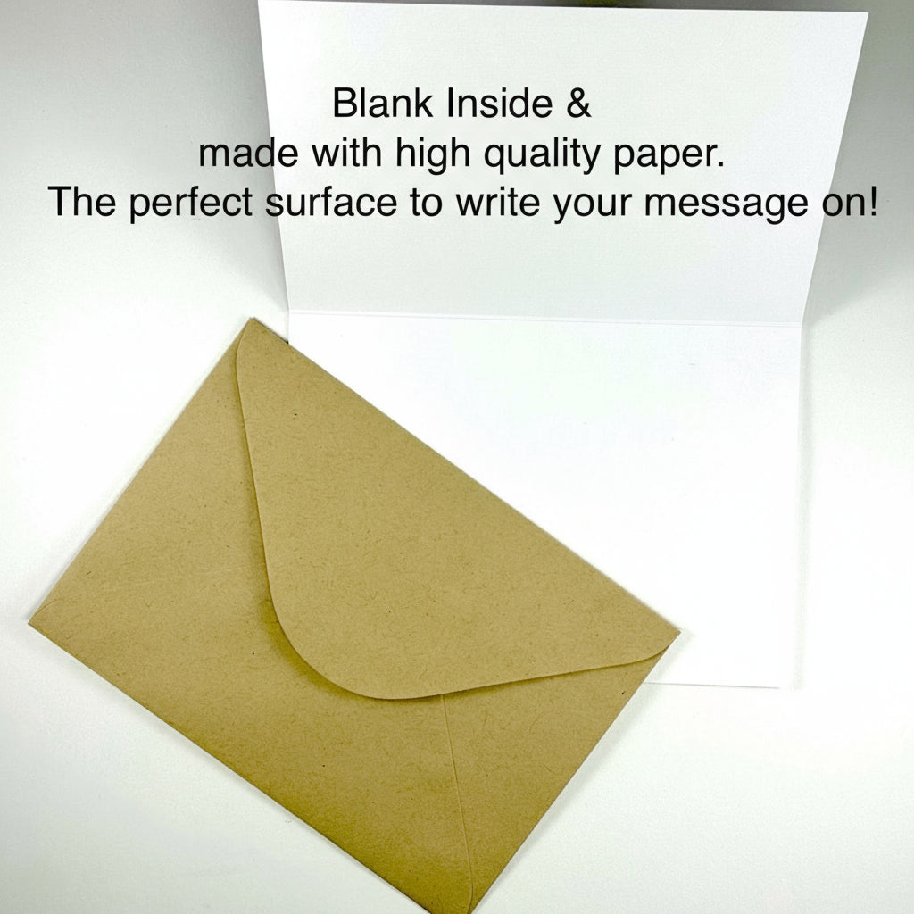 Brown envelope on a white background with text about high-quality paper.