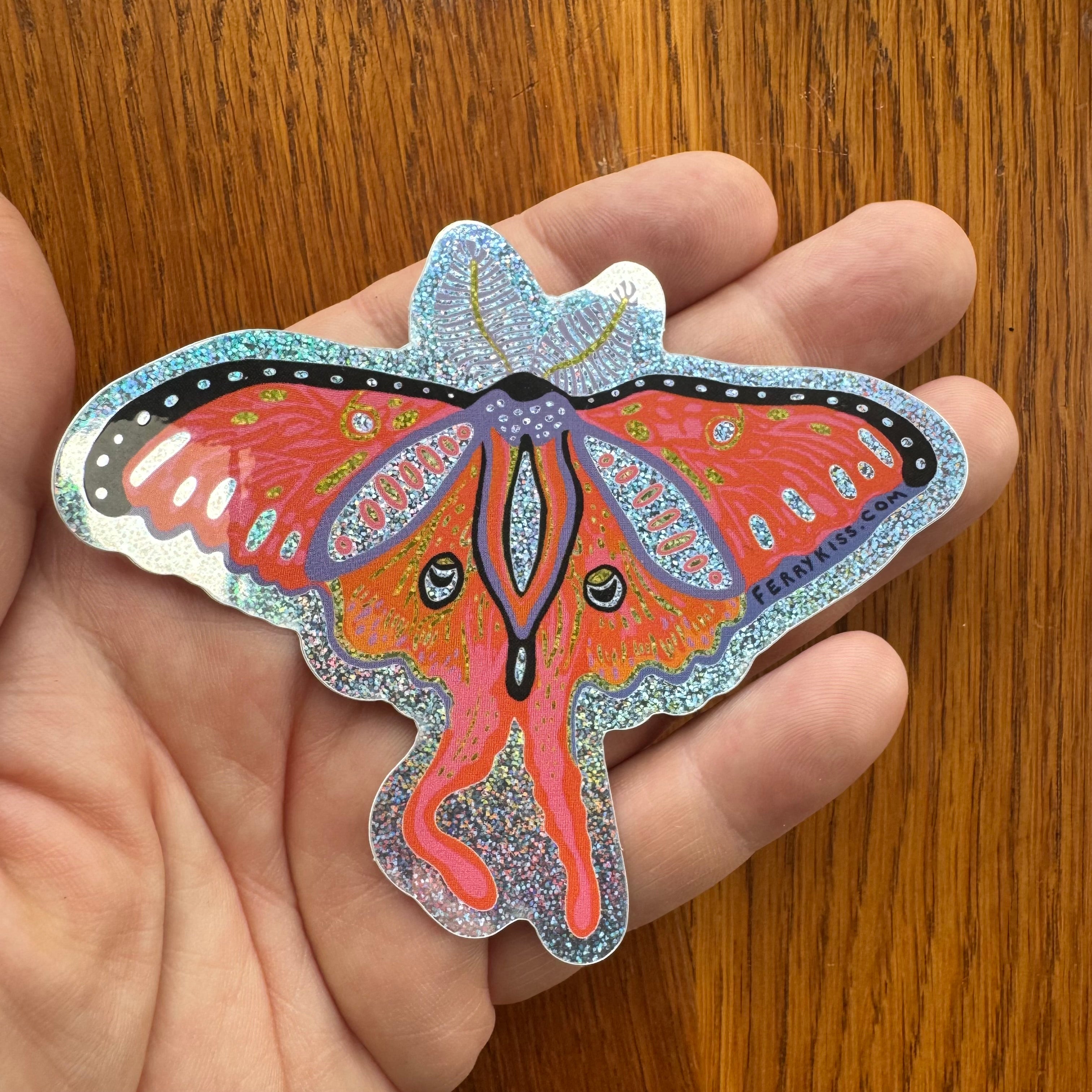 'Gypsy Moth' Sticker - in glitter or matte – Ferry Kiss Studio
