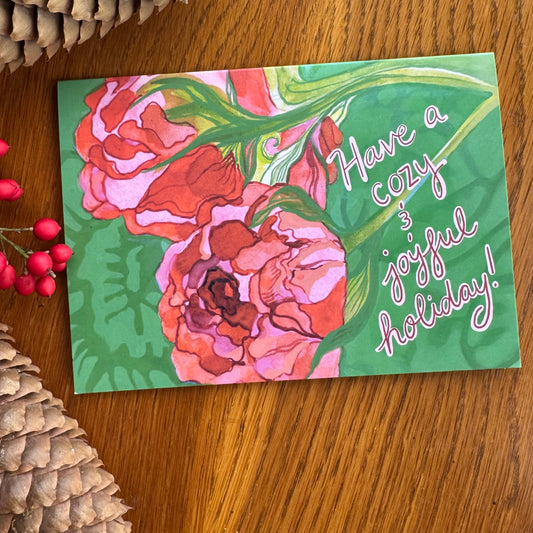 'Cozy & Joyful' holiday greeting card