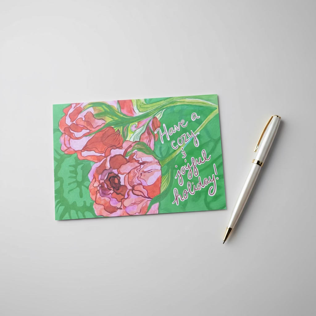 Winter Holiday Art Card Set — 4 Hand-Painted Watercolor Cards | Pacific Northwest Nature Cards | Seasonal Greeting Card Pack