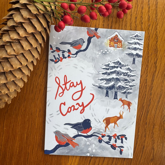 'Stay Cozy' holiday greeting card