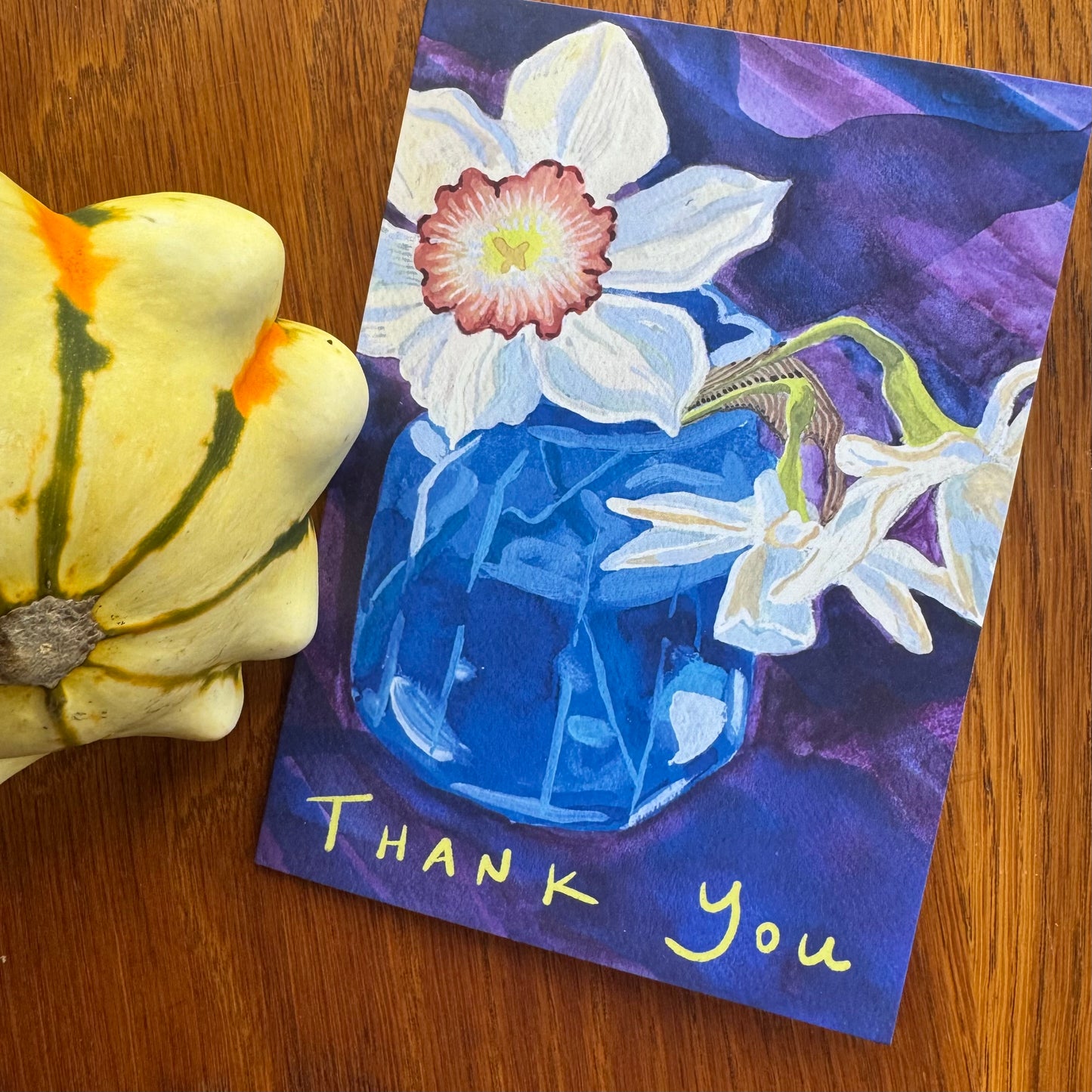 Holiday Thank You Card Set — 4 Hand-Painted Gratitude Cards | Winter Art Cards | Botanical Thank You Notes