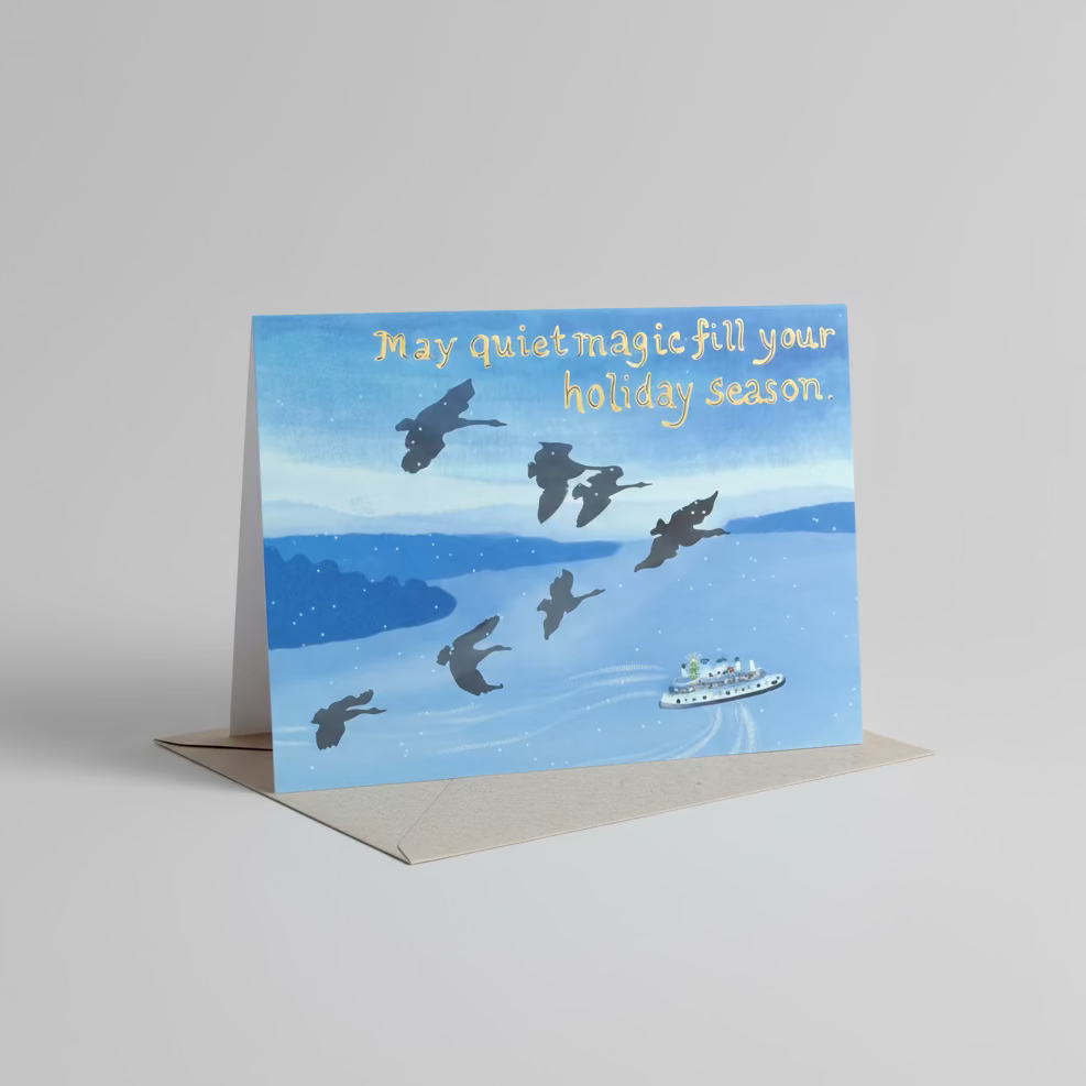 Winter Holiday Art Card Set — 4 Hand-Painted Watercolor Cards | Pacific Northwest Nature Cards | Seasonal Greeting Card Pack