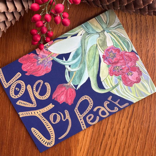 'Love, Joy, Peace' holiday greeting card