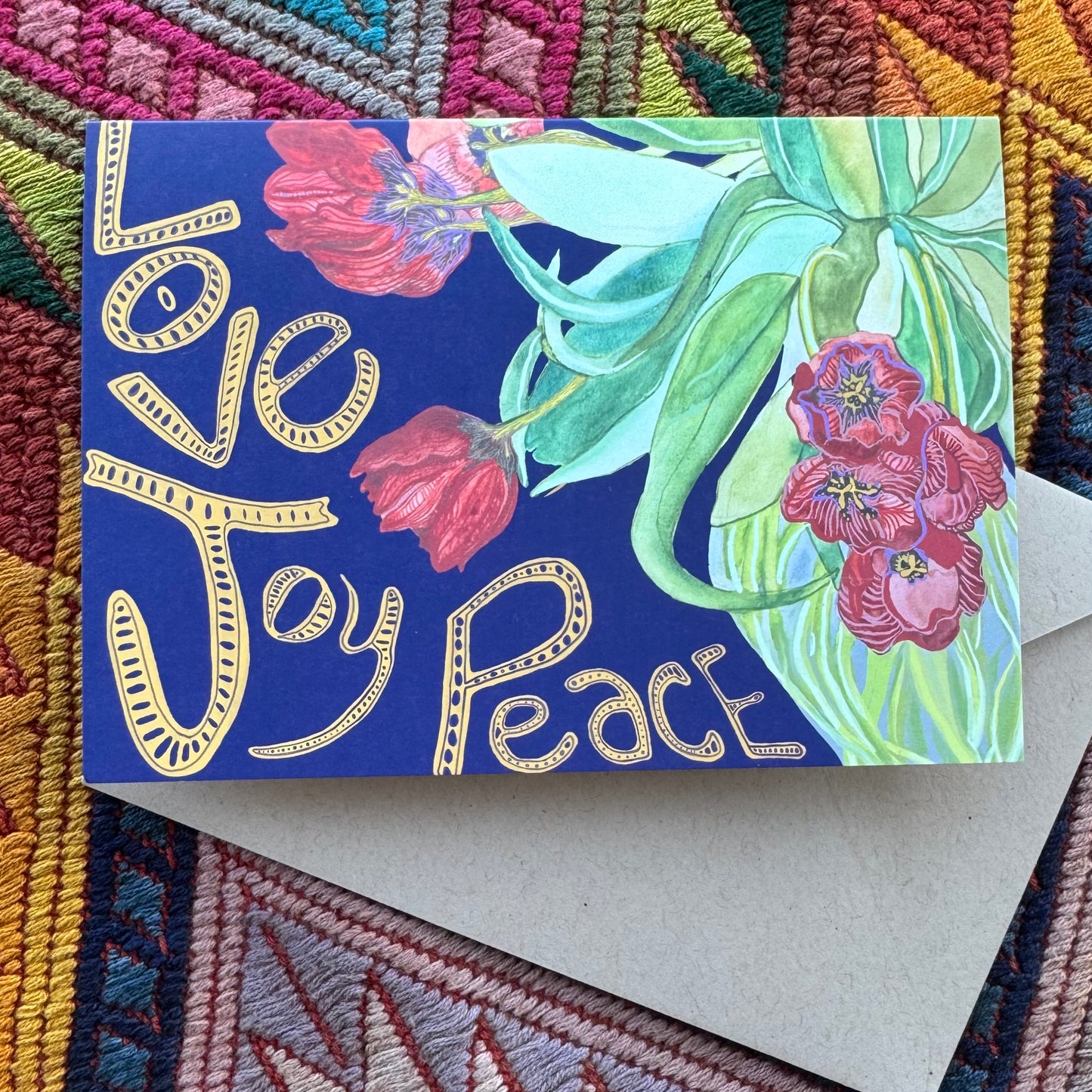 'Love, Joy, Peace' holiday greeting card