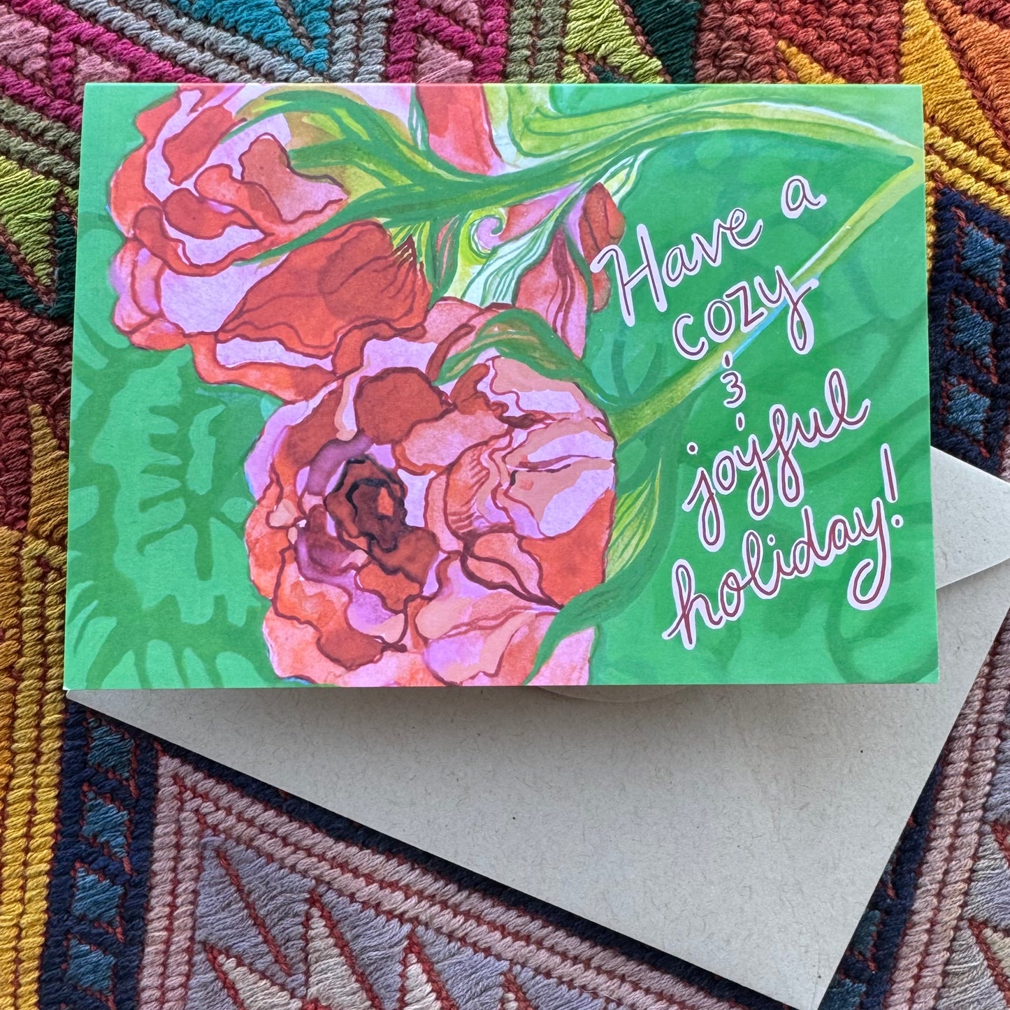 'Cozy & Joyful' holiday greeting card