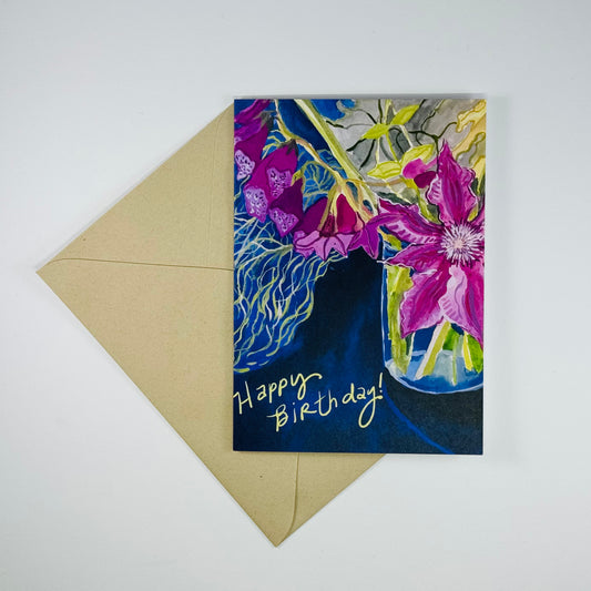 'Happy Birthday'  Clematis greeting card