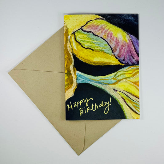 'Happy Birthday!' Iris stem greeting card