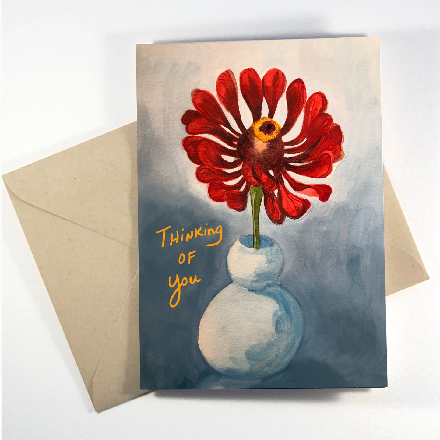 'Thinking of You'  Zinnia greeting card