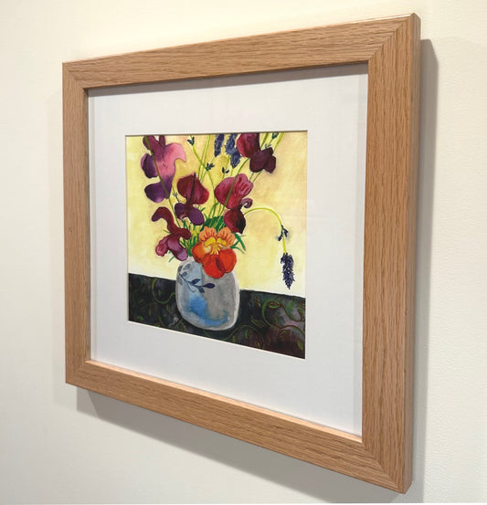 'Nasturtiums & Pea Buds' Framed Original Painting