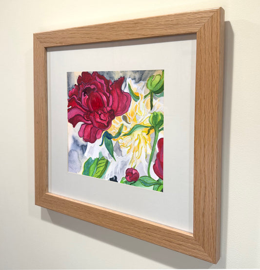 'Front Porch Dahlias' Framed Original Painting
