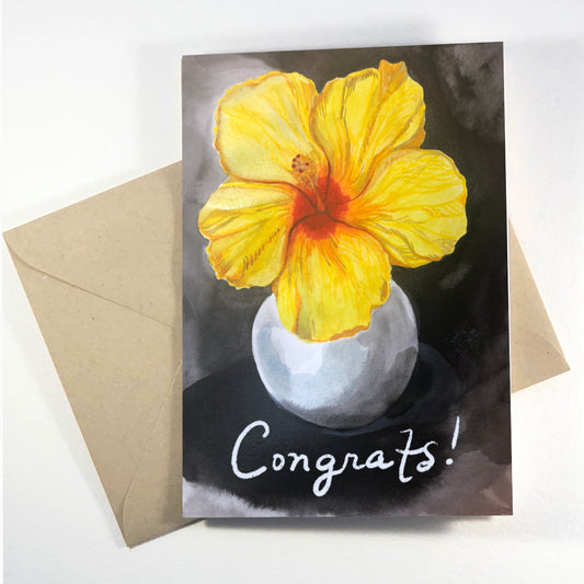 'Congrats!' Hibiscus greeting card