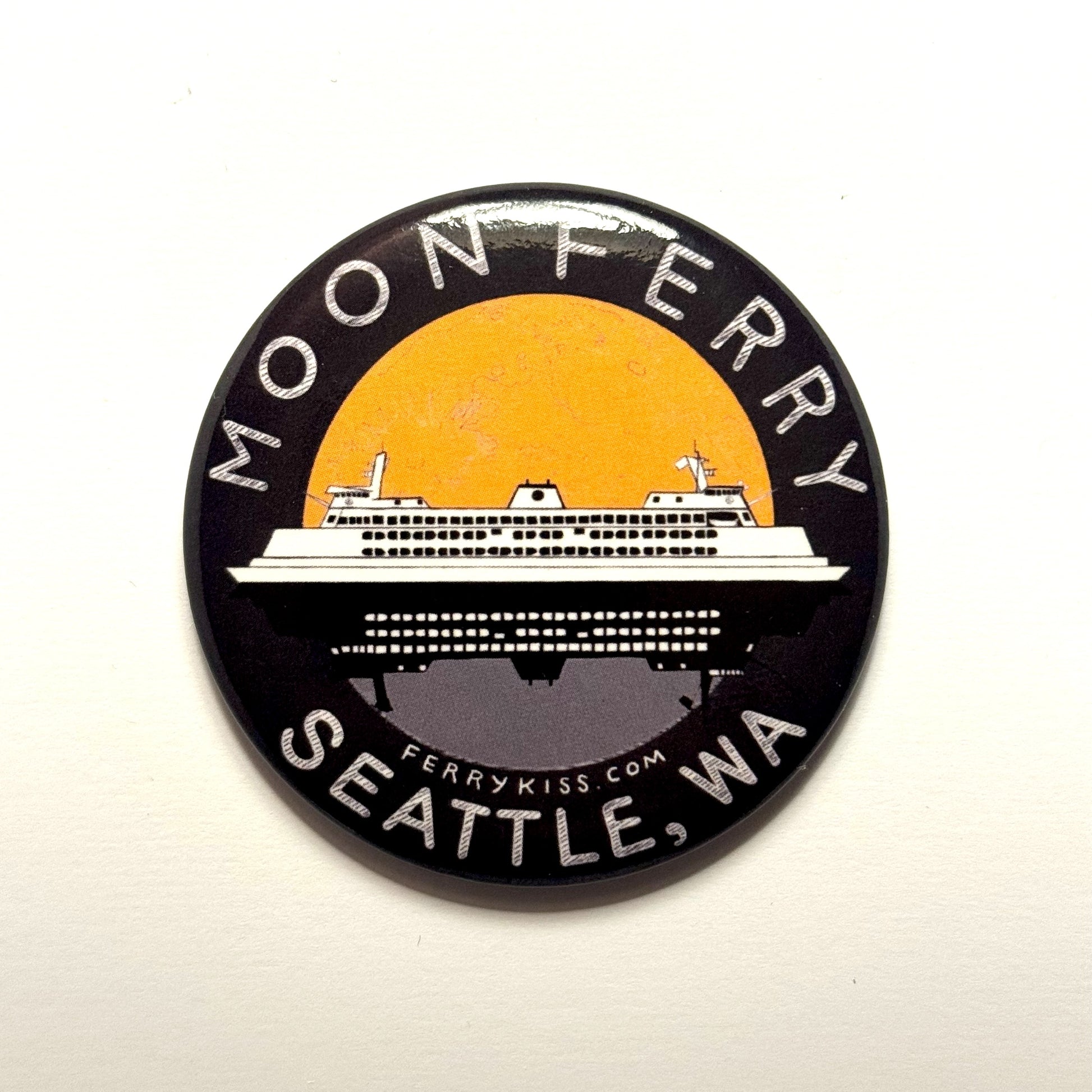 "Pacific Northwest full moon ferry magnet with Puget Sound illustration by Ferry Kiss Studio"