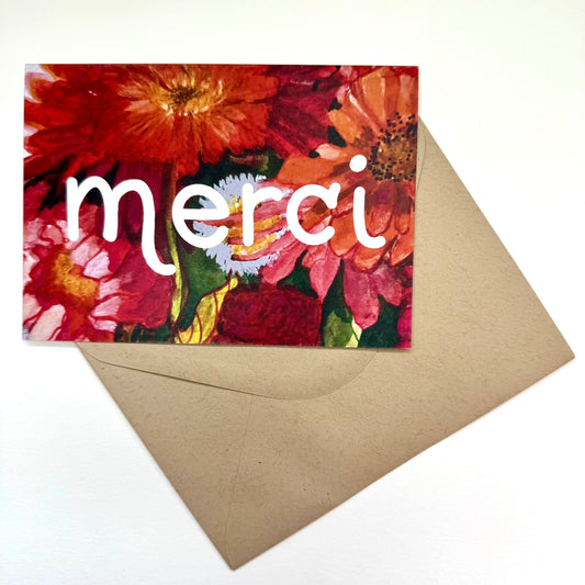 'Merci' thank you greeting card